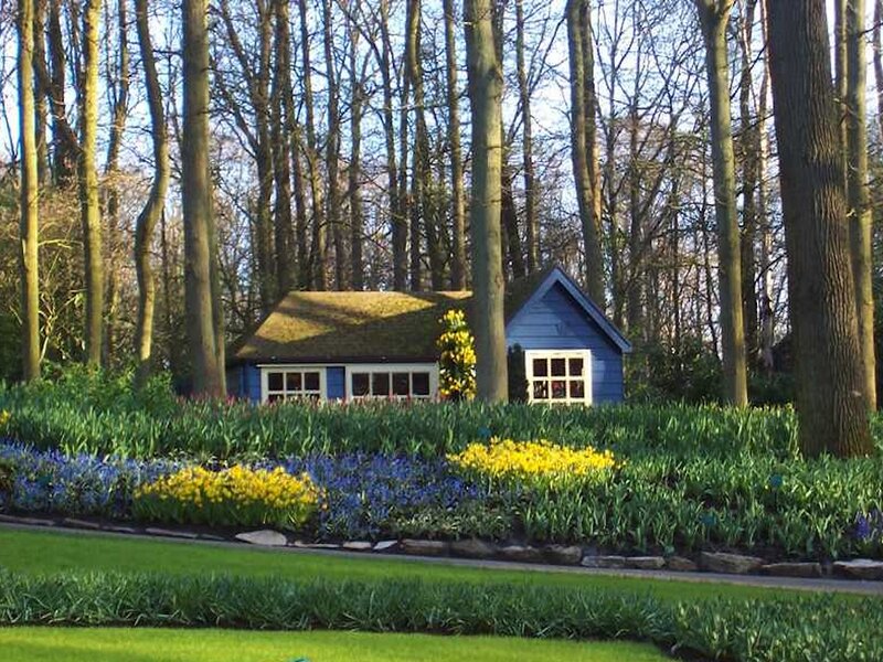Blue Cottage in Garden