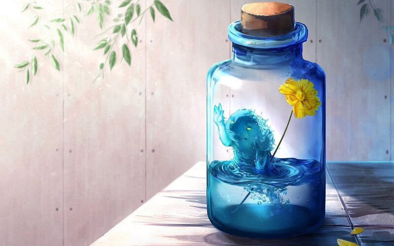 Blue Creature in Bottle — Serene