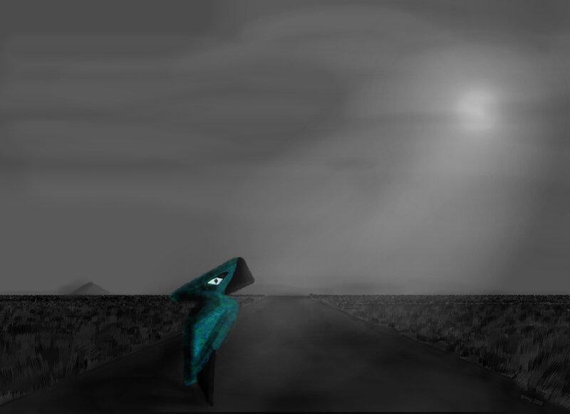 Blue Creature on Road