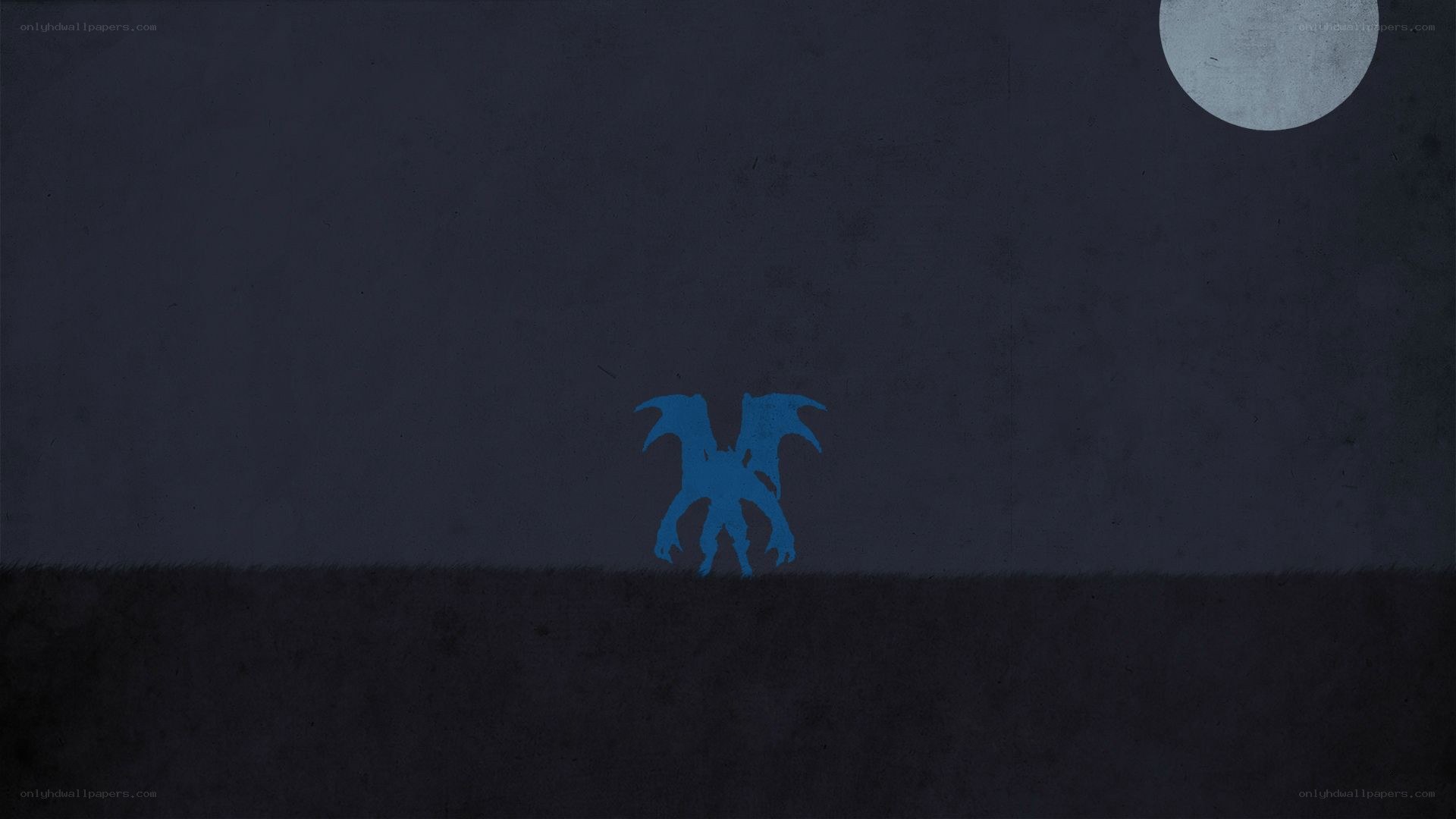 blue creature under moonlight