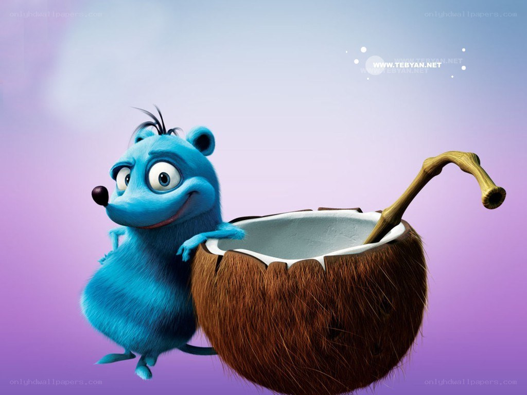 blue creature with coconut