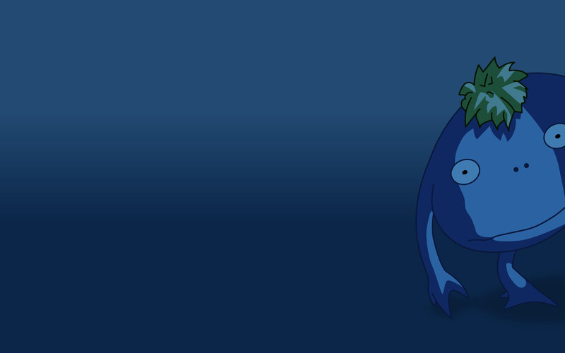 blue creature with green tuft