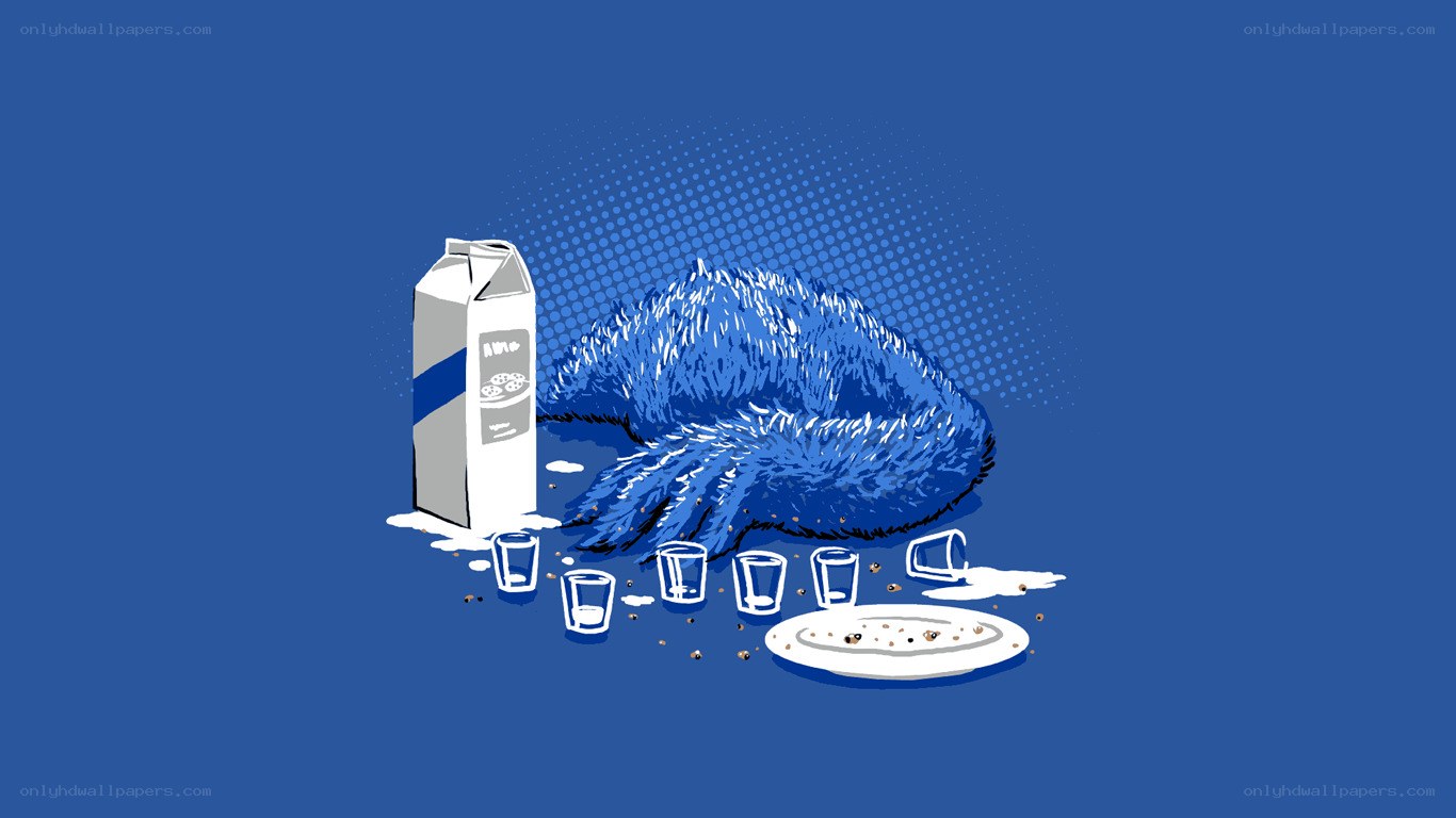 Blue creature with milk carton