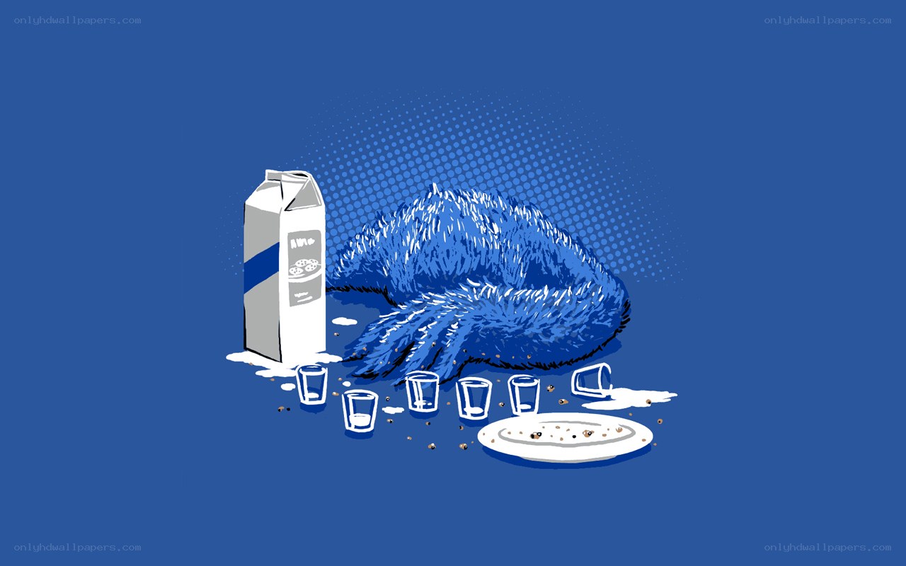 blue creature with milk carton