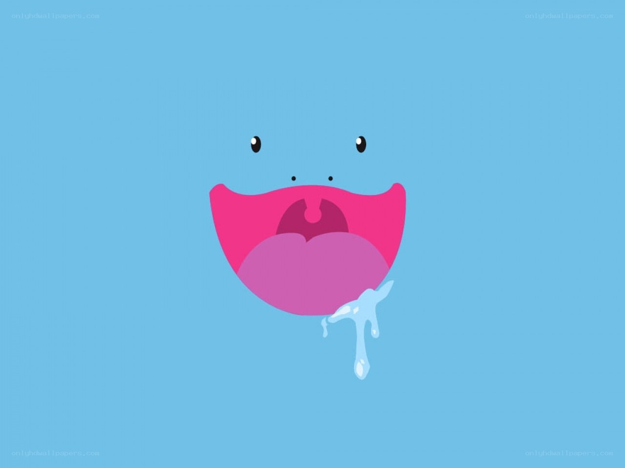 blue creature with pink mouth