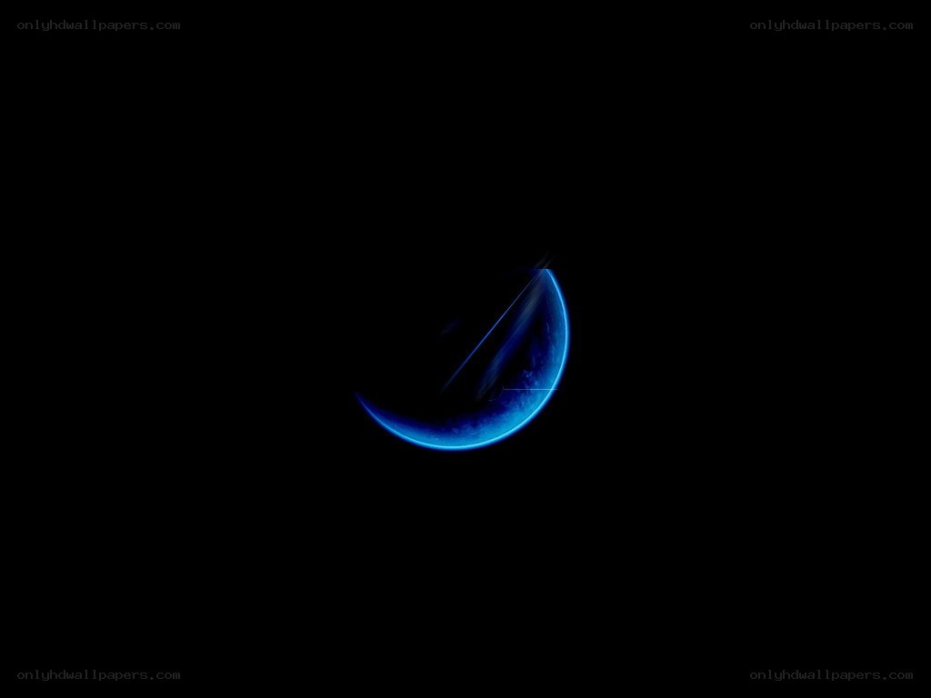 blue crescent in darkness