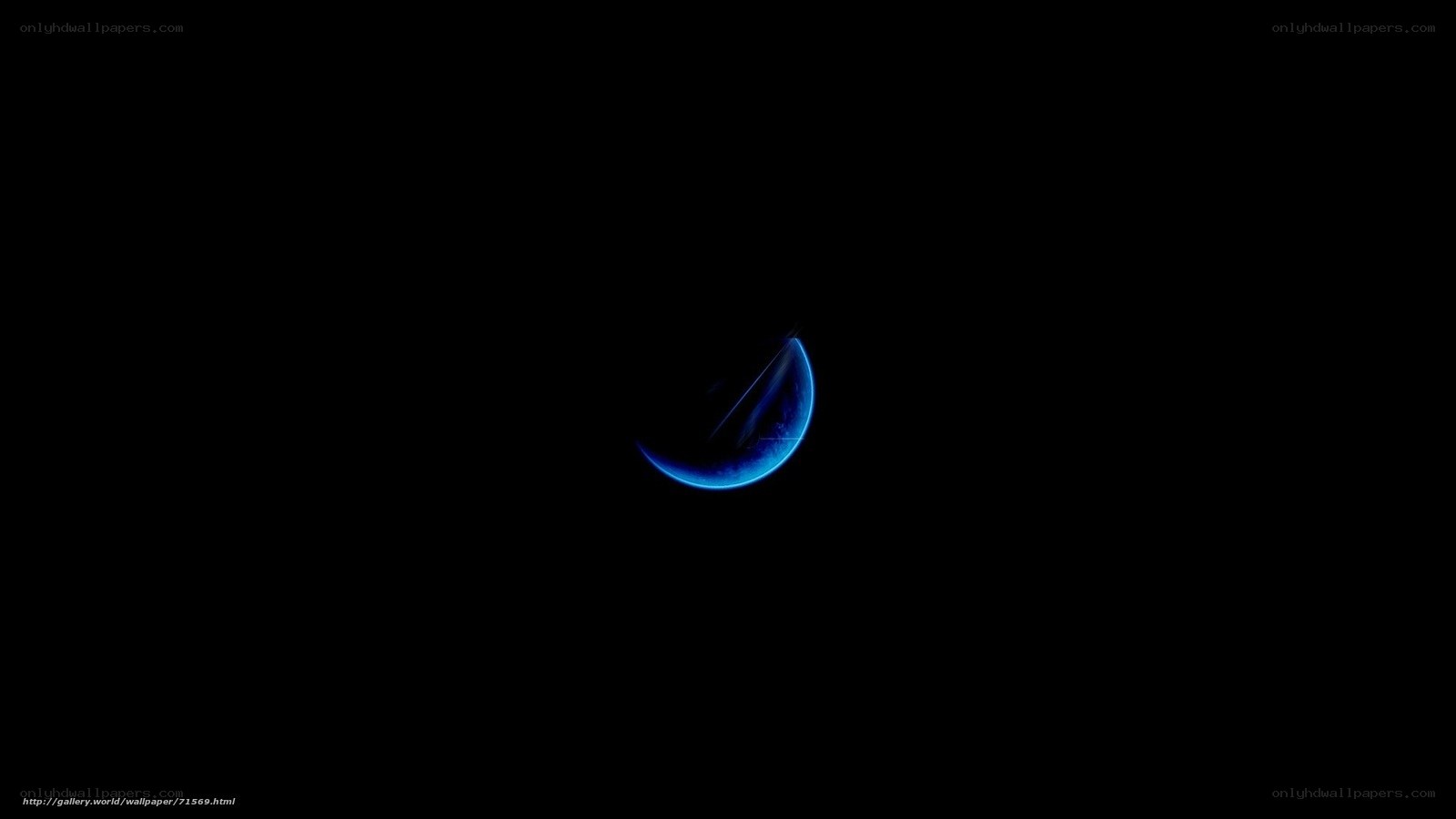 blue crescent in darkness