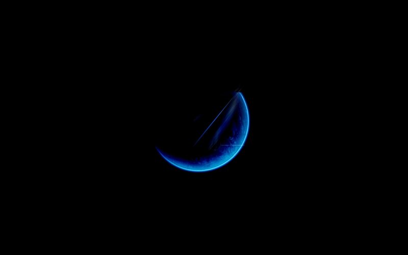 Blue Crescent Planet — Black