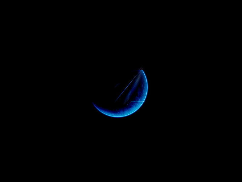 Blue Crescent Planet — Dark, Night