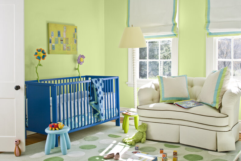 Blue Crib in Nursery