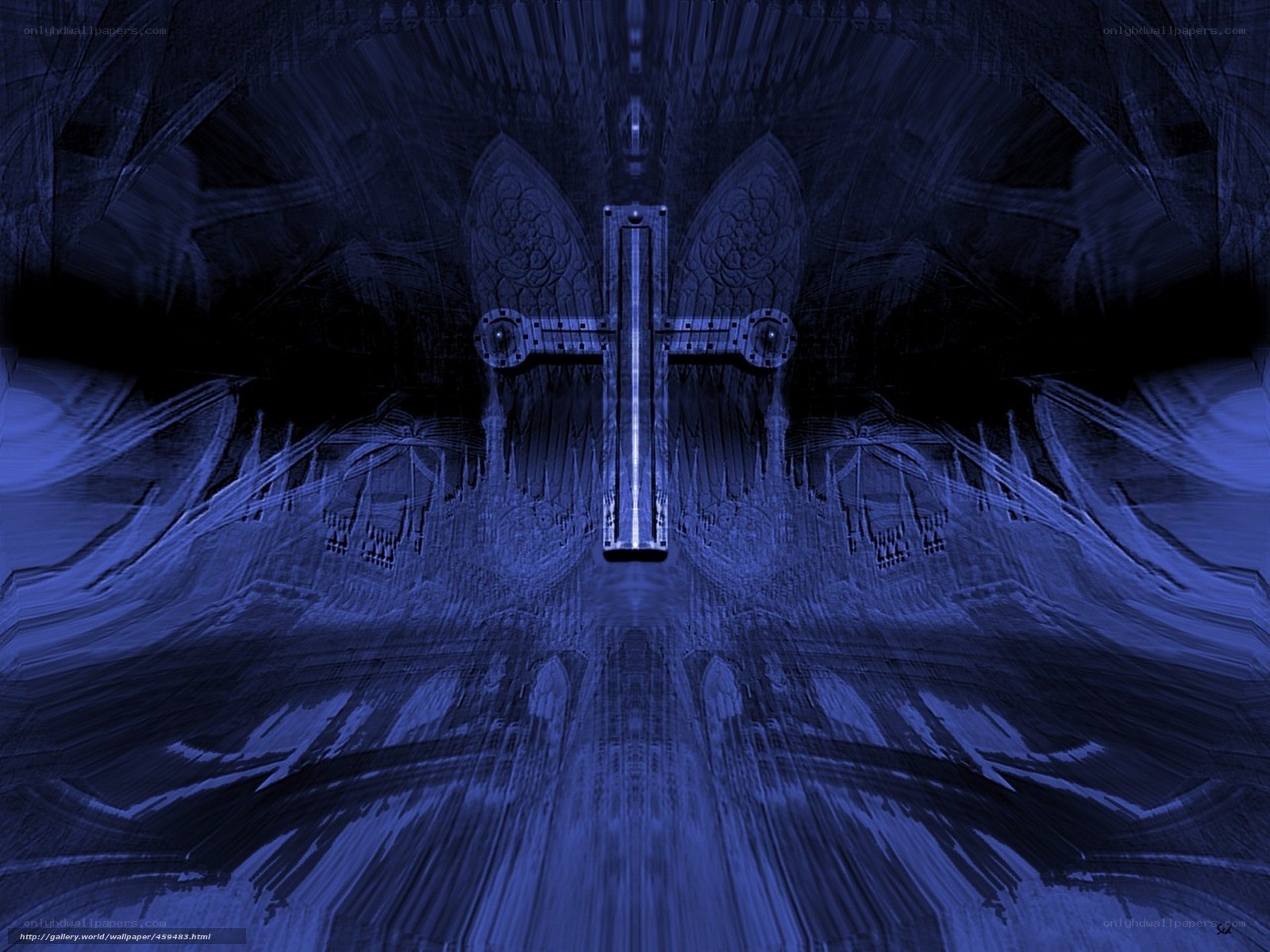 Blue cross abstract artwork