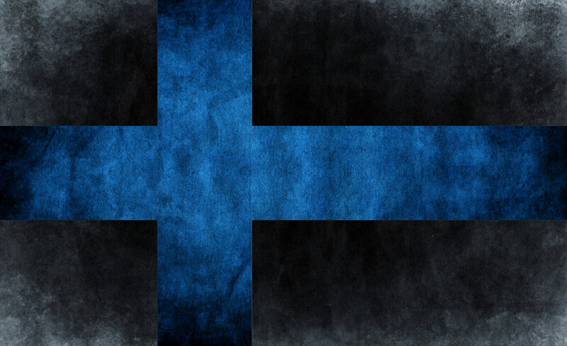 blue cross on black background