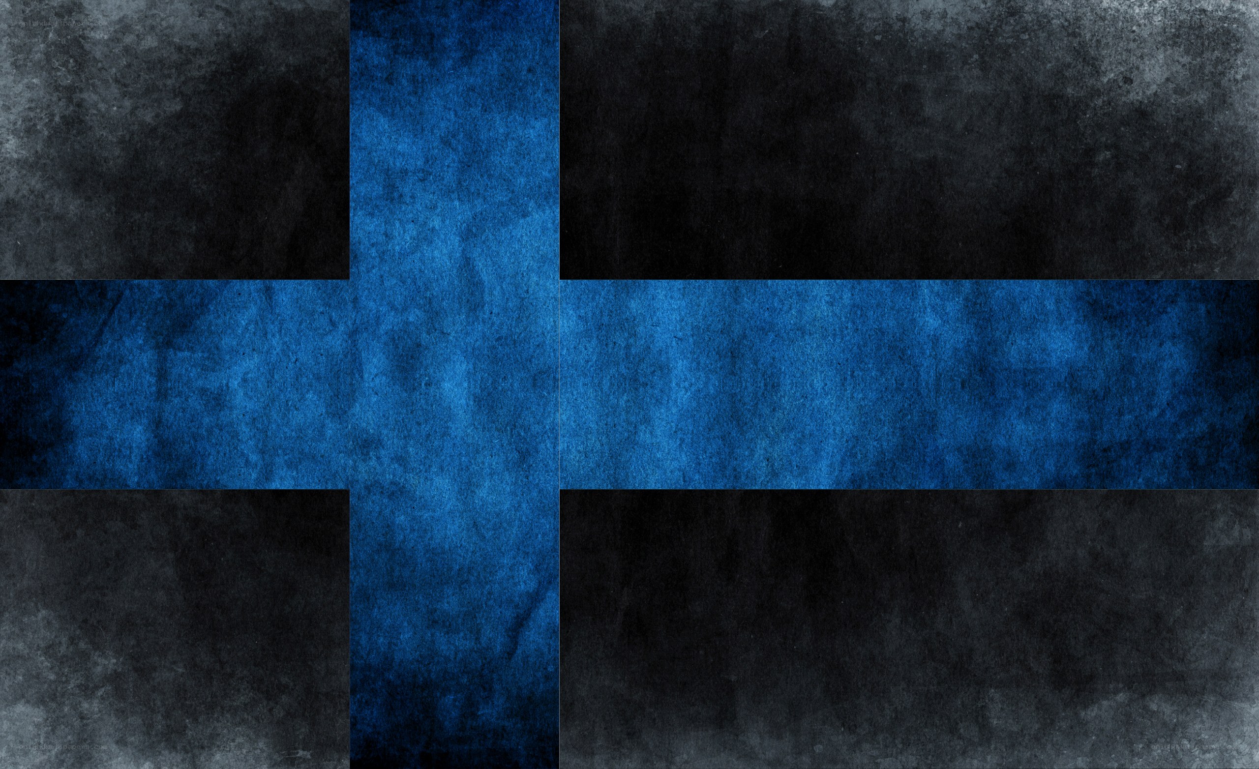 blue cross on black background