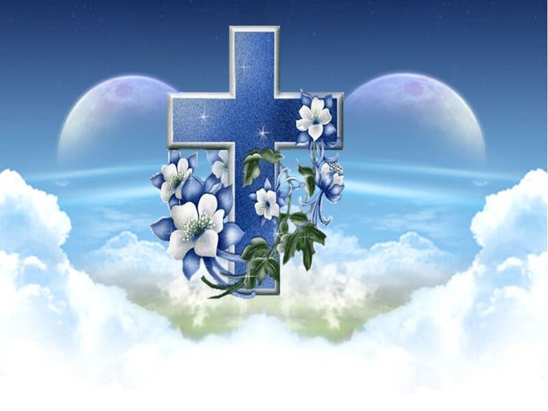 Blue Cross with Flowers