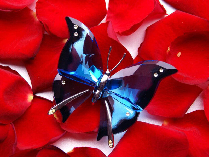 Blue Crystal Butterfly — Red