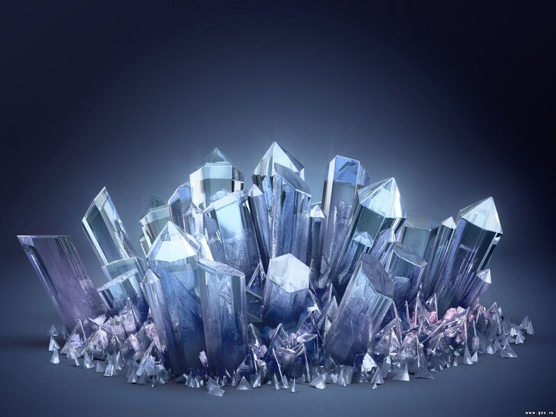 Blue crystal cluster formation