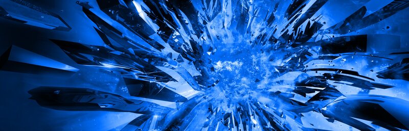 Blue Crystal Explosion — Dramatic, Digital Art, Shards