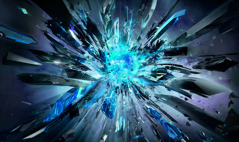 Blue Crystal Explosion — Dramatic