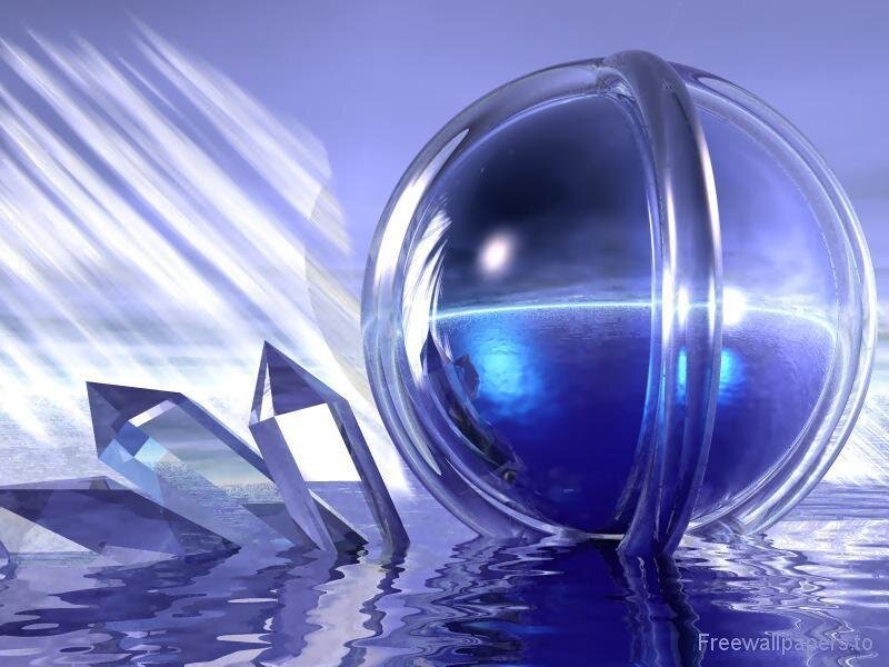 blue crystal sphere in water