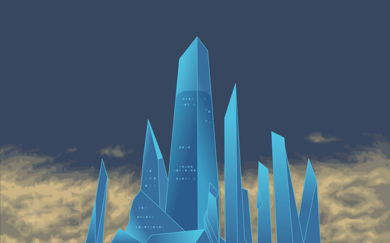 Blue Crystal Spires — Dramatic