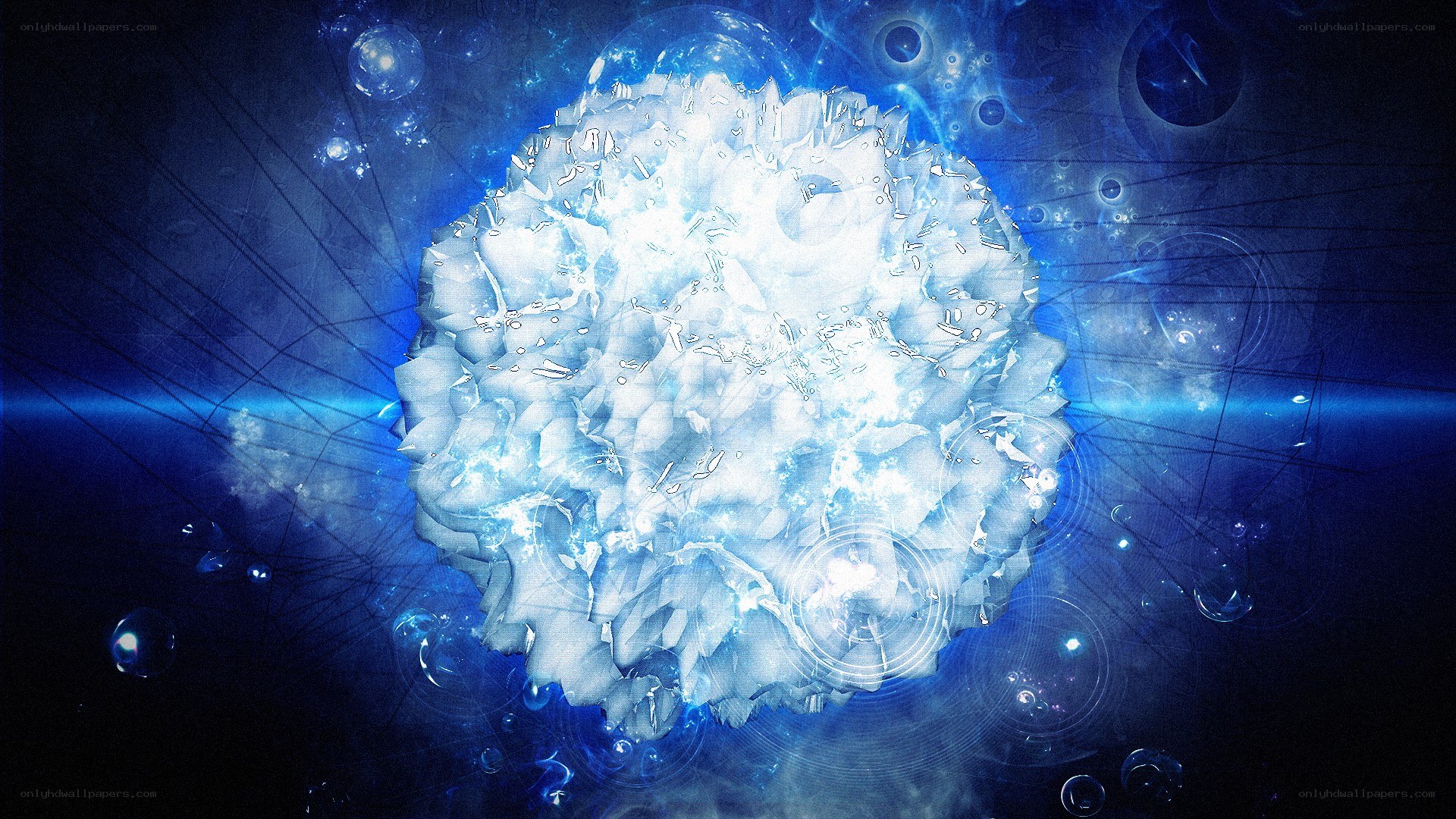 blue crystalline sphere in space