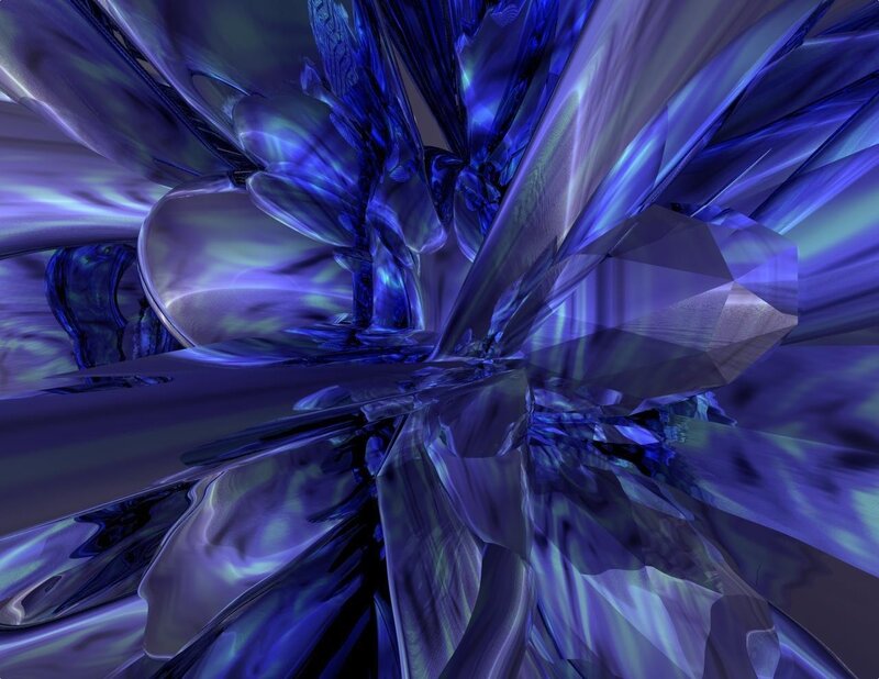 Blue Crystalline Structure — Abstract, Digital Art, Crystal, Light