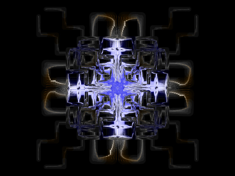 Blue Crystalline Structure — Dramatic, Digital Art, Crystal, Light, Cube
