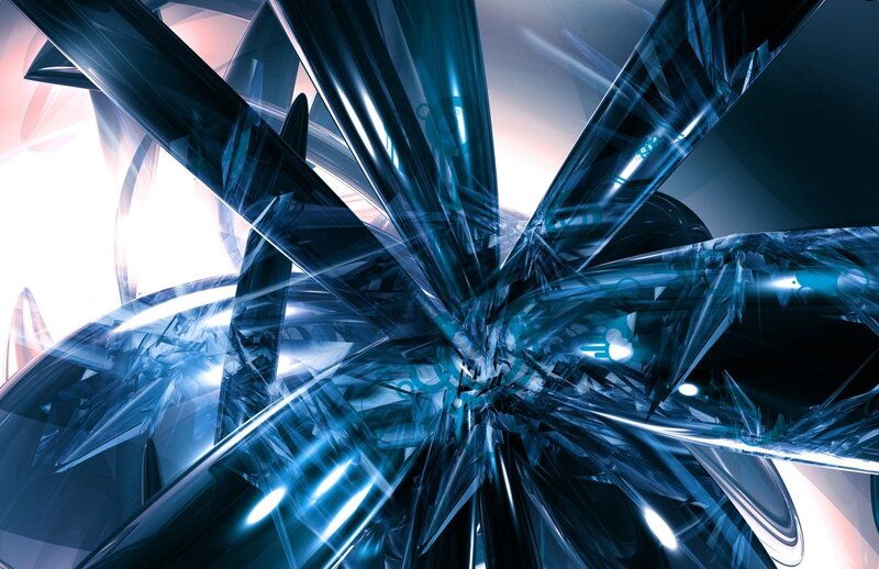 Blue Crystalline Structure — Dramatic, Digital Art, Crystal, Light