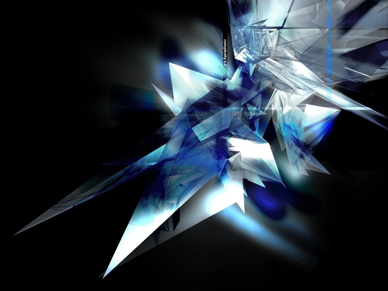 Blue Crystalline Structure — Dramatic, Digital Art, Crystals, Light