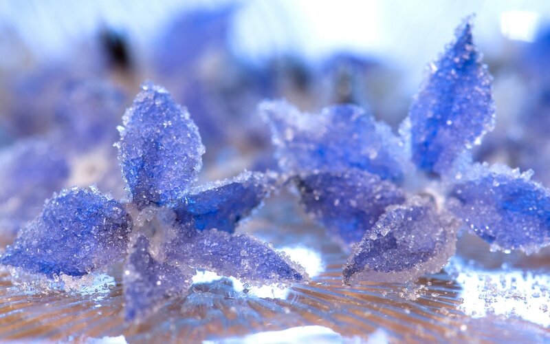 blue crystalline structures