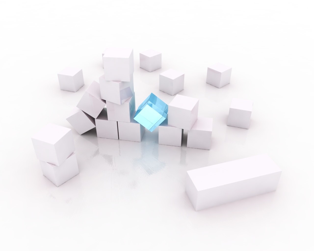 Blue cube among white cubes
