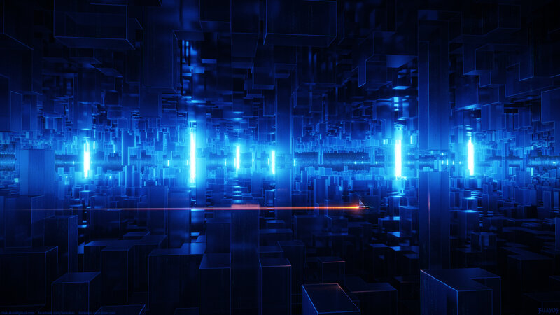 Blue Cube Structure — Dark