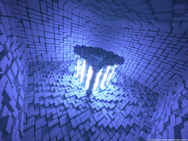 blue cube structure in digital space