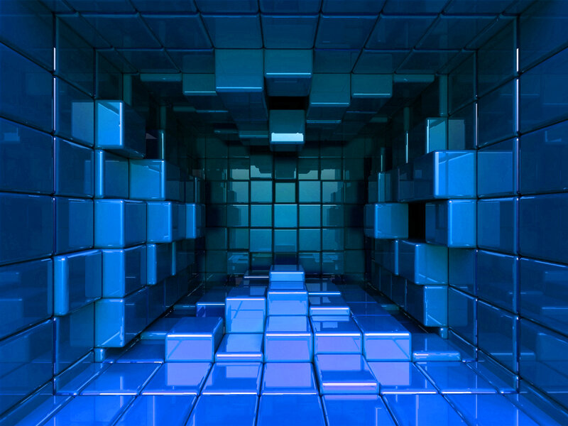 Blue Cube Tunnel — Dark