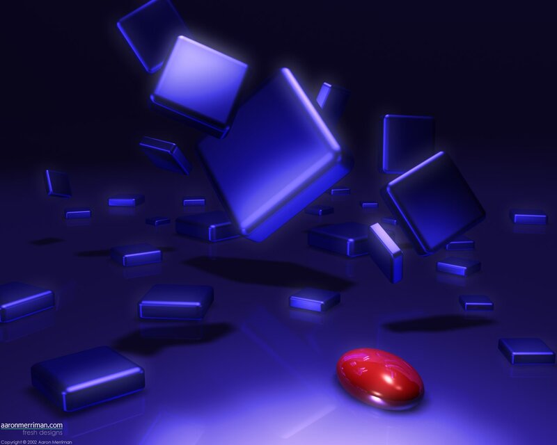 Blue cubes and red sphere