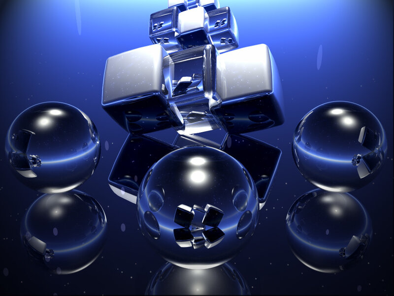 blue cubes and spheres