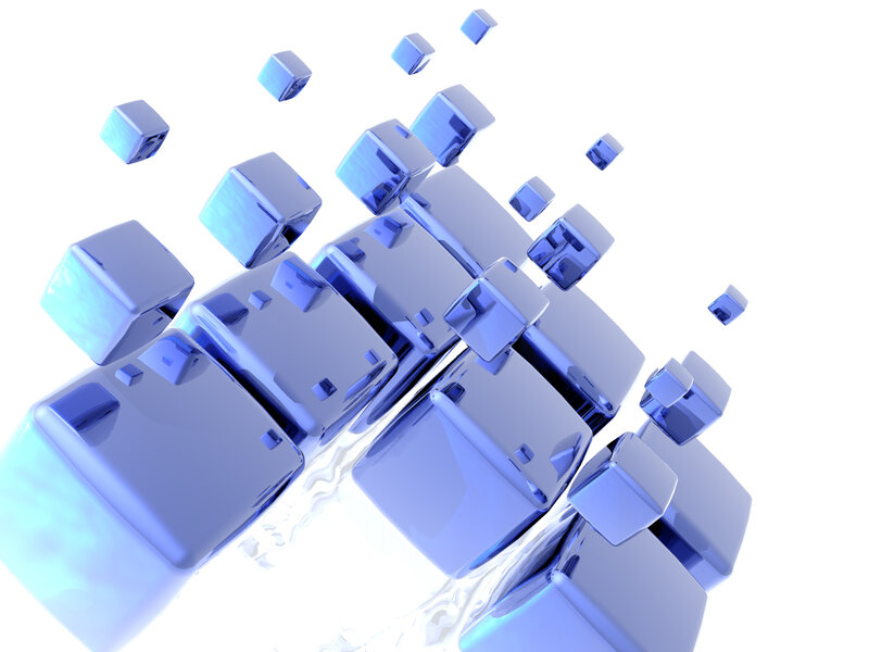 Blue Cubes Floating — Abstract