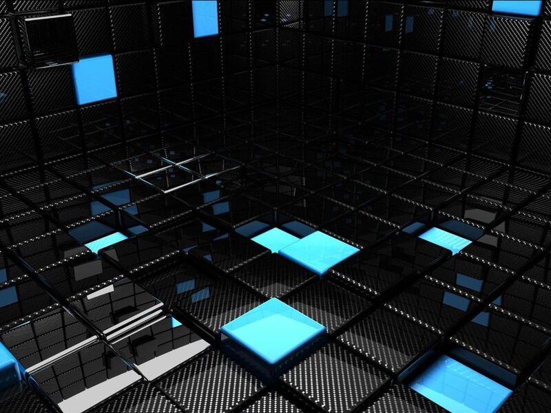 Blue Cubes in Black Grid