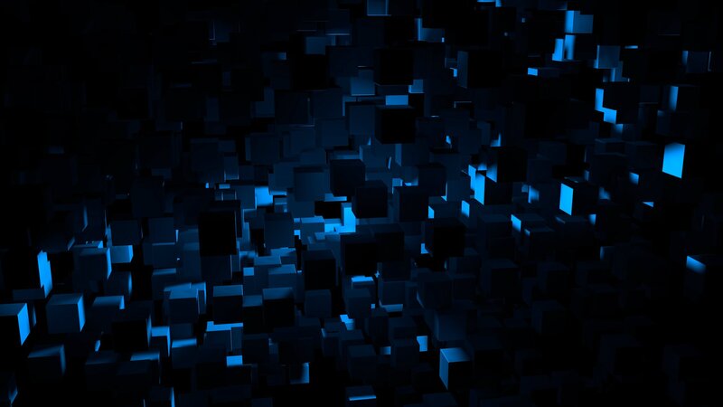 Blue Cubes in Dark Space — Black