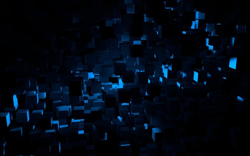blue cubes in dark space