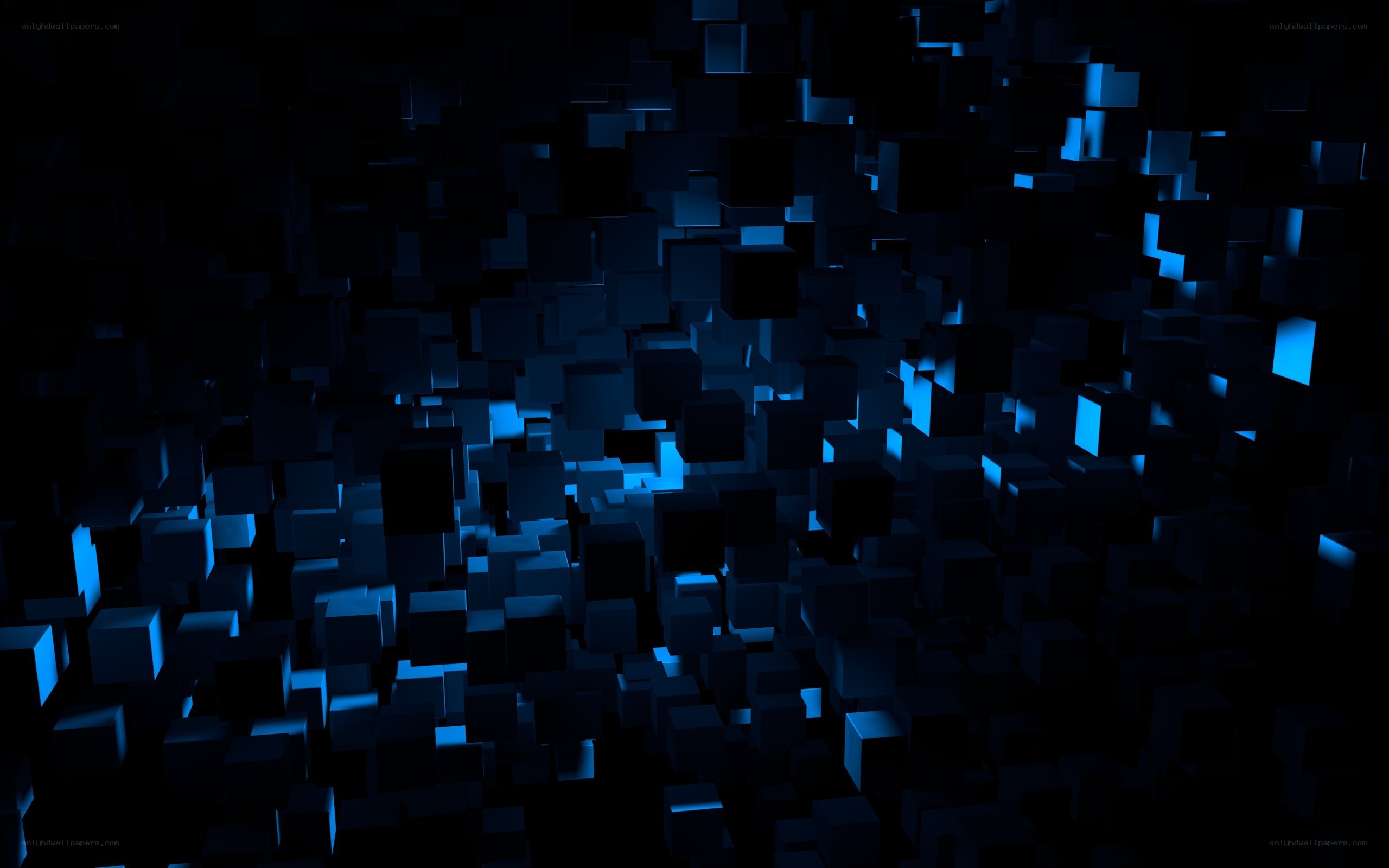 blue cubes in dark space