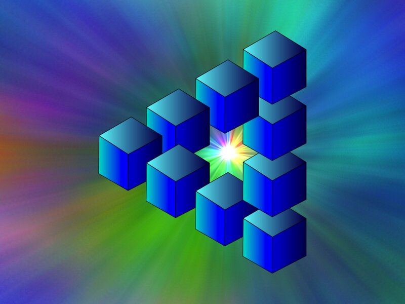 Blue Cubes in Formation — Abstract