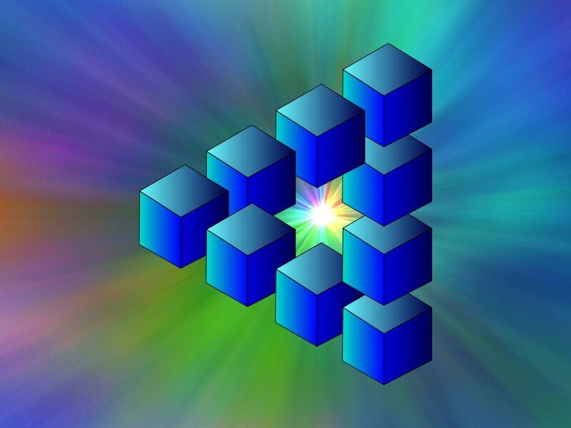 Blue Cubes in Formation — Vibrant