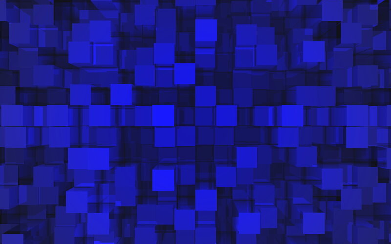Blue Cubes in Grid — Abstract, 3d Render