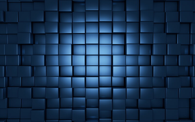 Blue Cubes in Grid — Dark