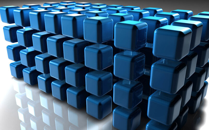Blue Cubes in Grid