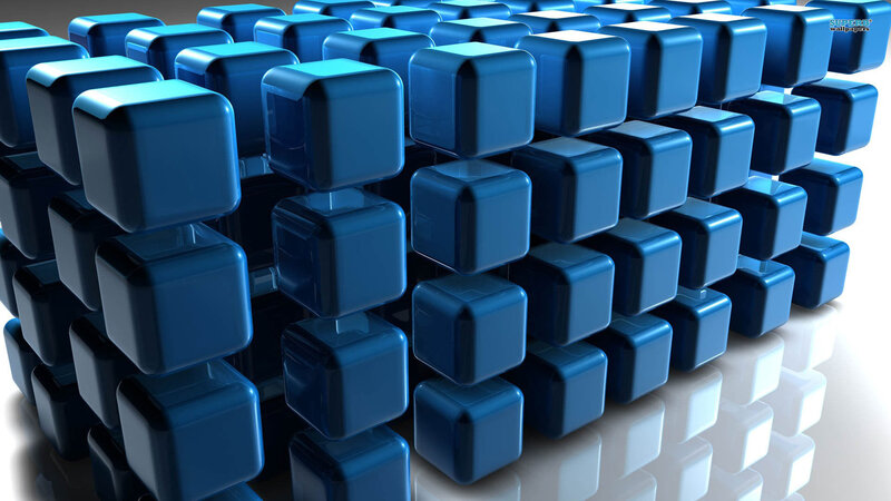 Blue Cubes in Rows — Neutral