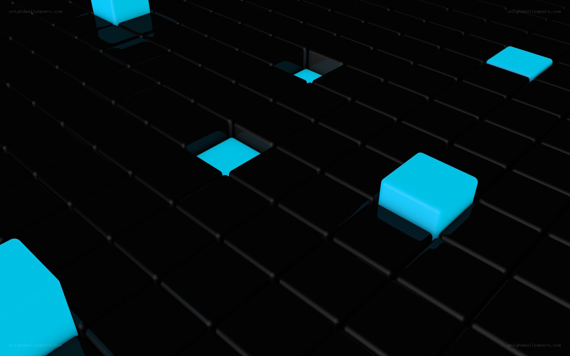 blue cubes on black grid