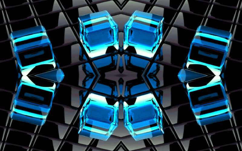 Blue Cubes on Black Grid — Symmetrical