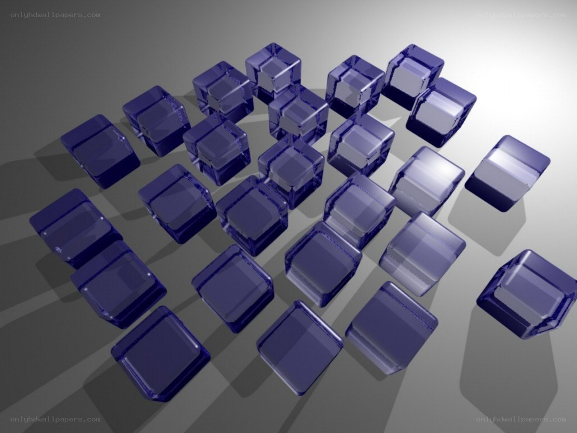 Blue cubes on gray surface